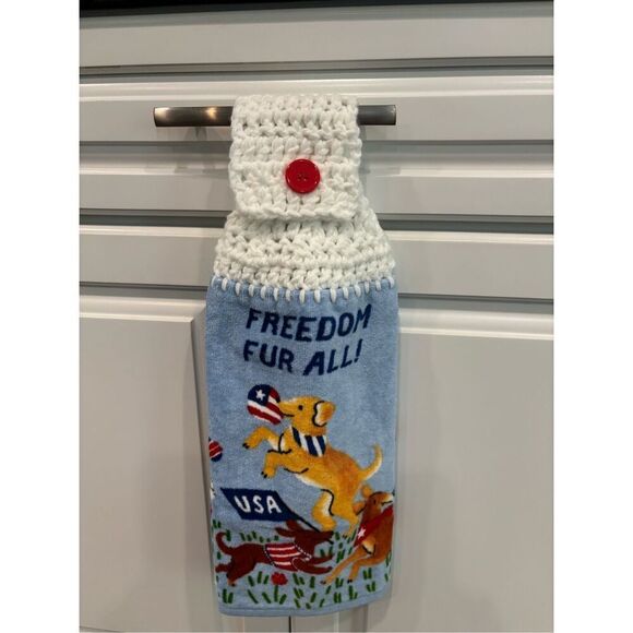 Crochet Top Kitchen Towel-Freedom Fur all - Picture 1 of 2